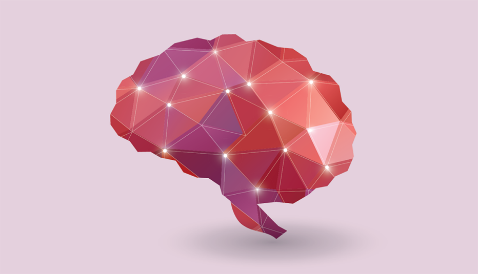 An illustration of a brain palette on a pink background